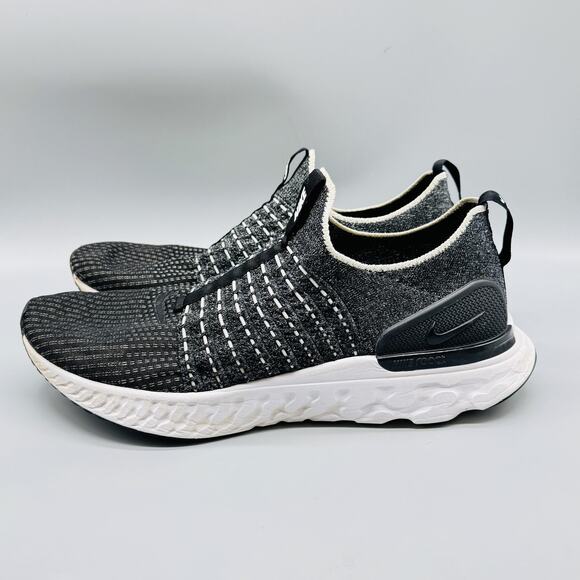 Nike Shoes Mens 12 Black React Phantom Flyknit 2 Slip On Running Sneakers - Picture 4 of 12